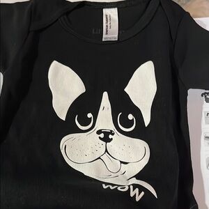 American Apparel Black and White Dog Print Onesie  SHORT SLEEVE. NEW. NOT LONG